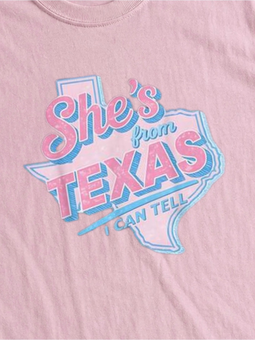 Light Pink 'She's From Texas' Country Music Graphic Unisex T‑Shirt - Picture 3 of 4